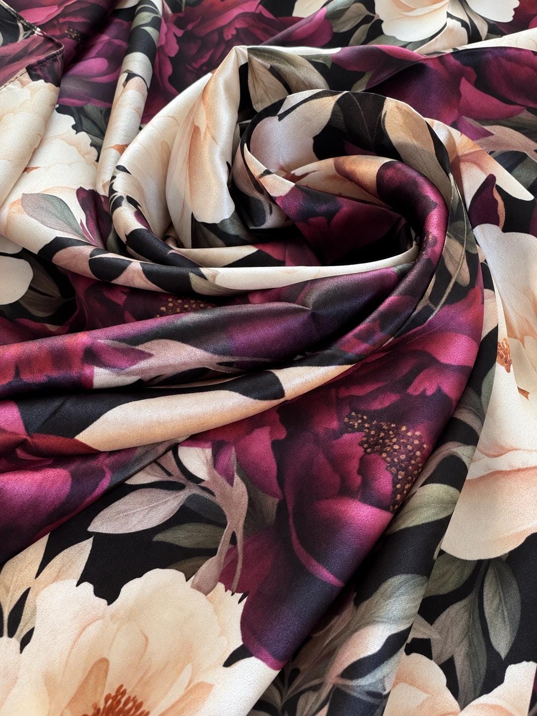 Moonlit Peony a Double B 100% Silk Wild Rag