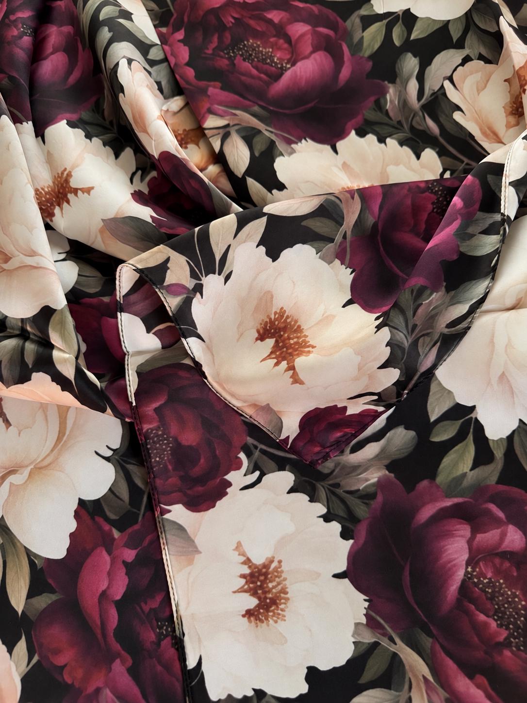 Moonlit Peony a Double B 100% Silk Wild Rag