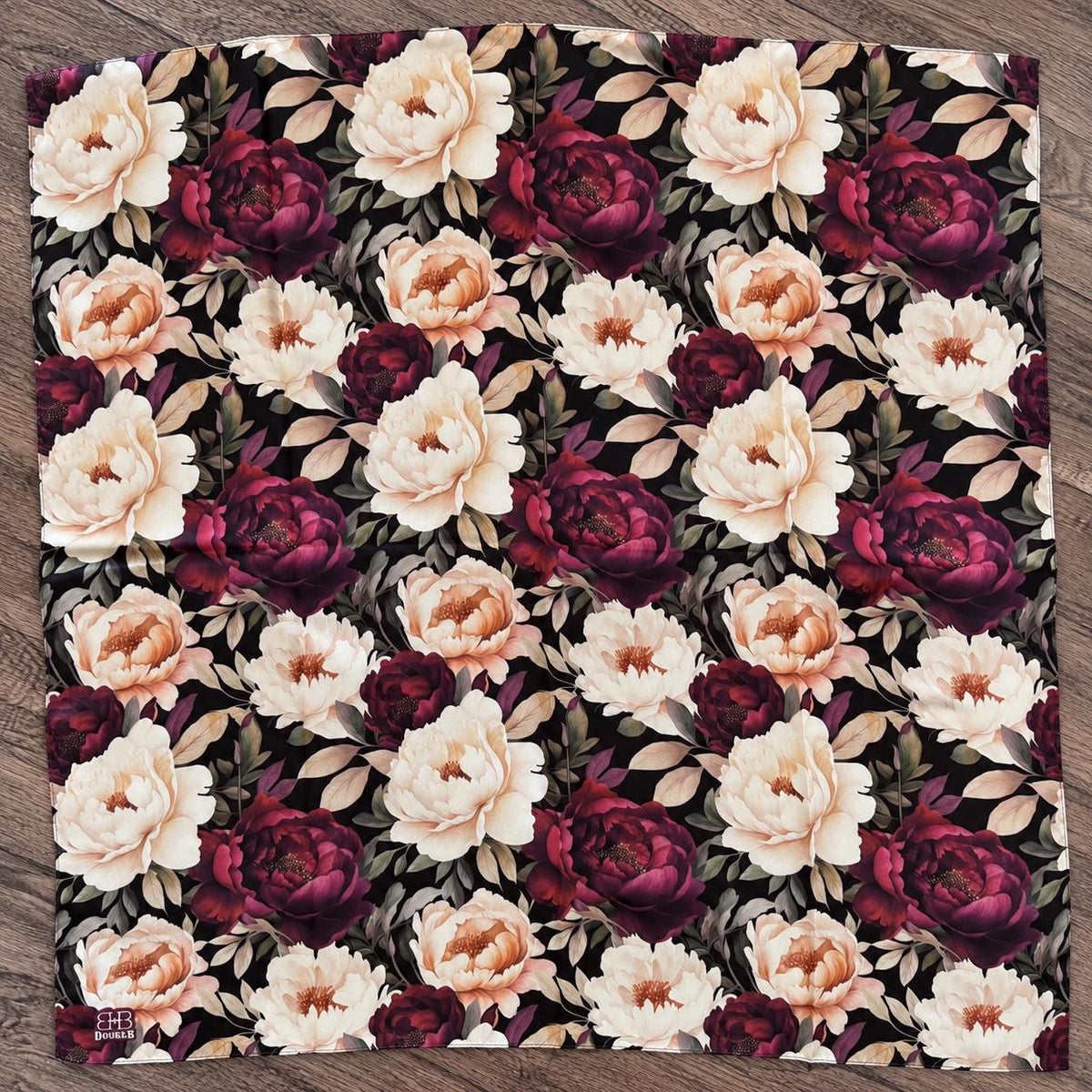 Moonlit Peony a Double B 100% Silk Wild Rag