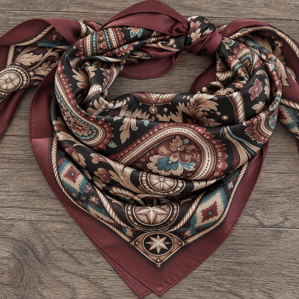 Ranch House Reserve a Double B Luxury 100% Silk Wild Rag Scarf