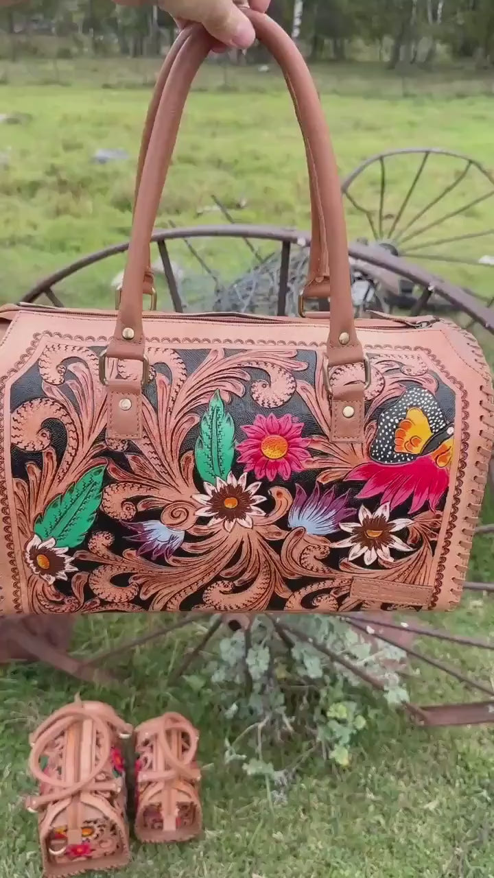 Wildflower Revival Western Speedy Leather Purse with optional wallet