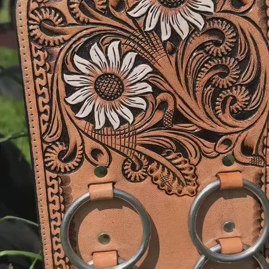Genuine Western Tooled Leather Wild Rag Scarf Display Holder Keeper a Double B Wild Rags Exclusive