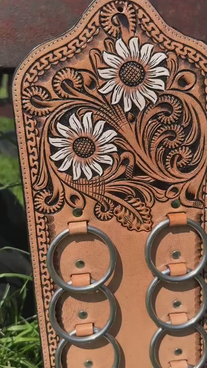 Genuine Western Tooled Leather Wild Rag Scarf Display Holder Keeper a Double B Wild Rags Exclusive