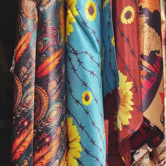 Wild Rag 100% SILK Desert Cattle and Cactus Cowboy Neck Scarf Bandanna by Double B Wild Rags