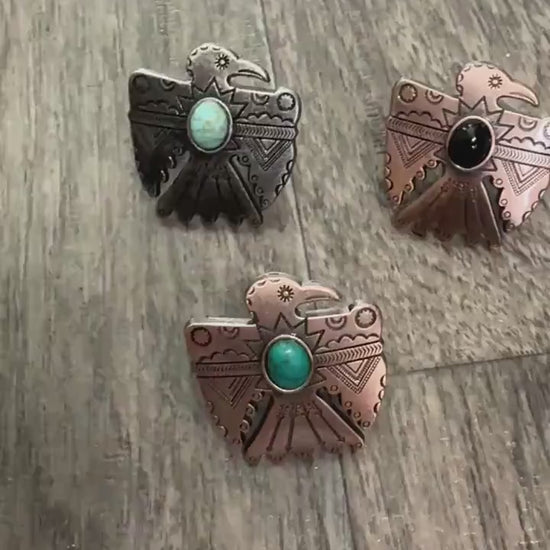 Wild Rag SLIDE 507 Thunderbird Concho Copper or Antique Silver Scarf Slide from Double B Wild Rags