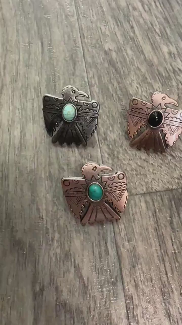 Wild Rag SLIDE 507 Thunderbird Concho Copper or Antique Silver Scarf Slide from Double B Wild Rags