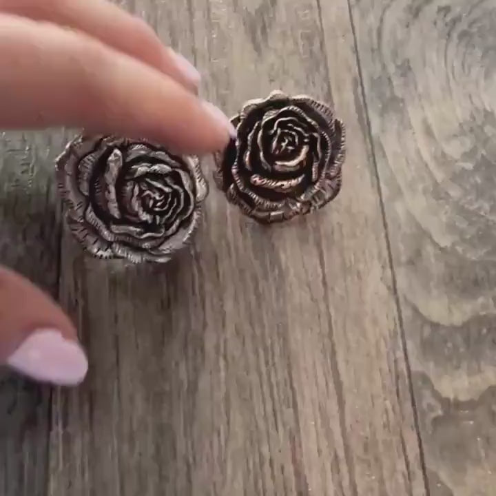 Wild Rag Scarf Slide Antique Silver or Copper Rose