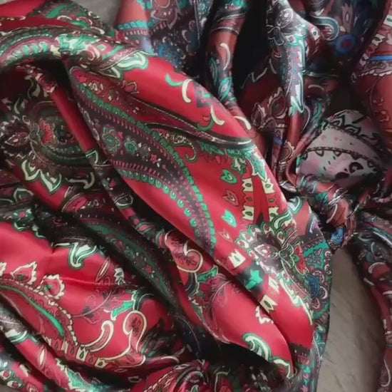 100% Silk Wild Rag Classic Paisley Red Brown Pink Black Purple Blue by Double B Wild Rags