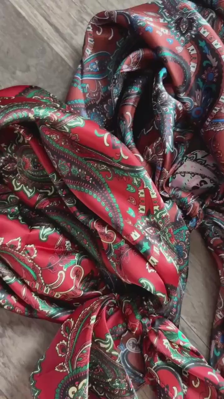 100% Silk Wild Rag Classic Paisley Red Brown Pink Black Purple Blue by Double B Wild Rags