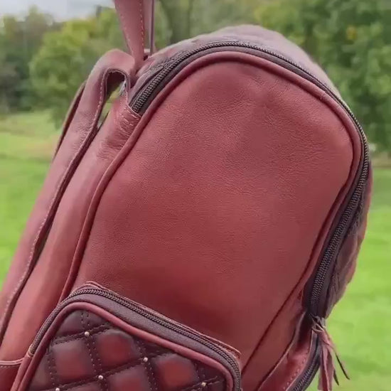 Quilted Western Backpack Genuine Leather Diaper Bag Personal Item carry-on luggage by Double B Wild Rags