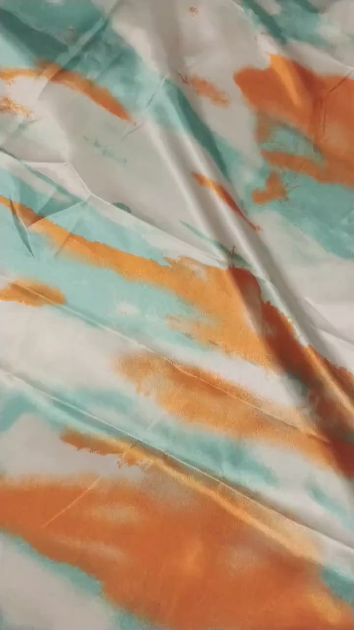 Wild Rag Orange and Light teal green Grunge Patina print Western Cowboy Neck Scarf Bandana by Double B Wild Rags