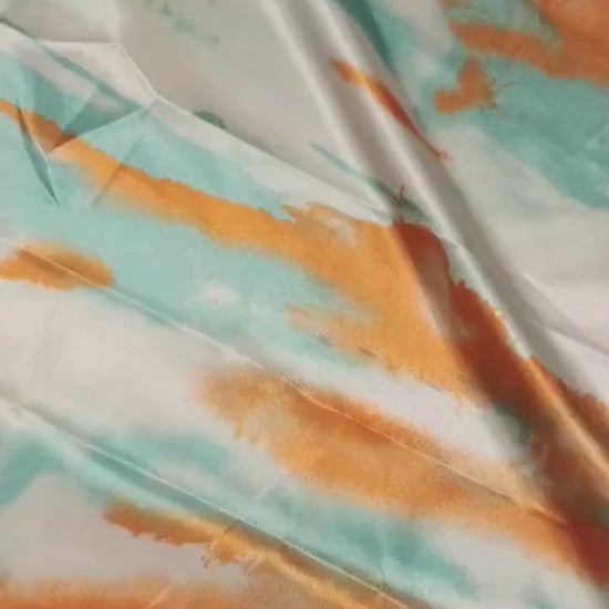 Wild Rag Orange and Light teal green Grunge Patina print Western Cowboy Neck Scarf Bandana by Double B Wild Rags