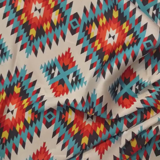 Wild Rag Bright Red, Turquoise, Yellow Aztec Cowboy Western Neck Scarf Bandanna by Double B Wild Rags