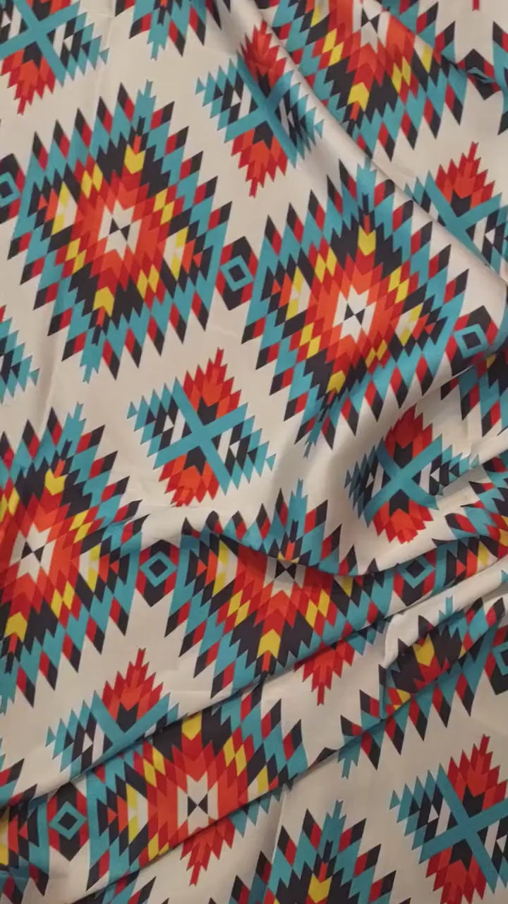 Wild Rag Bright Red, Turquoise, Yellow Aztec Cowboy Western Neck Scarf Bandanna by Double B Wild Rags
